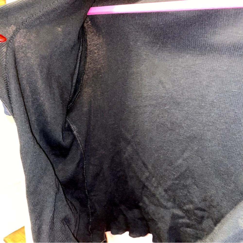 Black Tie-Front Ruffle Long Bell Sleeve Extra Large Top Festival Forever 21 XL - Picture 4 of 4